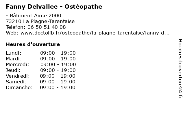 Fanny Delvallee - Ostéopathe à La Plagne-Tarentaise: adresse et heures d'ouverture