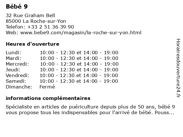 ᐅ Horaires D Ouverture Bebe9 40 Rue Des Bazinieres A La Roche Sur Yon ᐅ Horaires D Ouverture Bebe9 40 Rue Des Bazinieres A La Roche Sur Yon