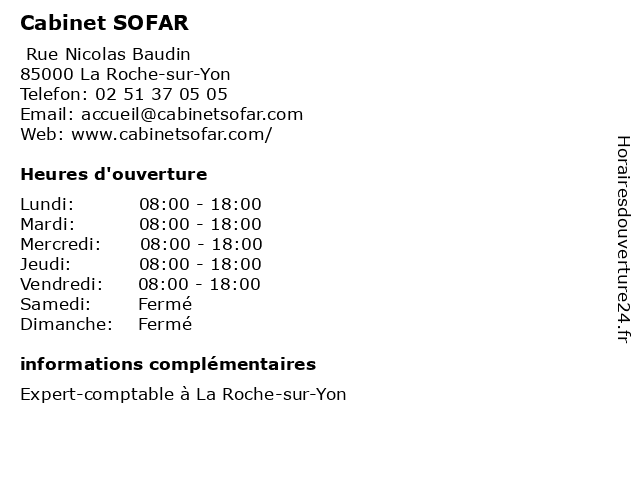 ᐅ Horaires D Ouverture Cabinet Sofar