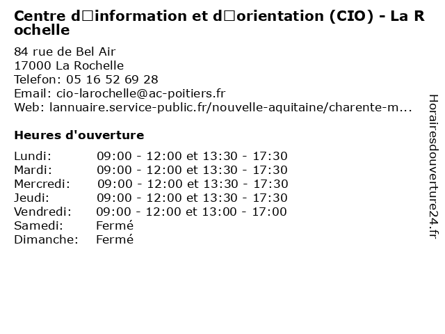 Centre d’information et d’orientation (CIO) - La Rochelle à La Rochelle: adresse et heures d'ouverture