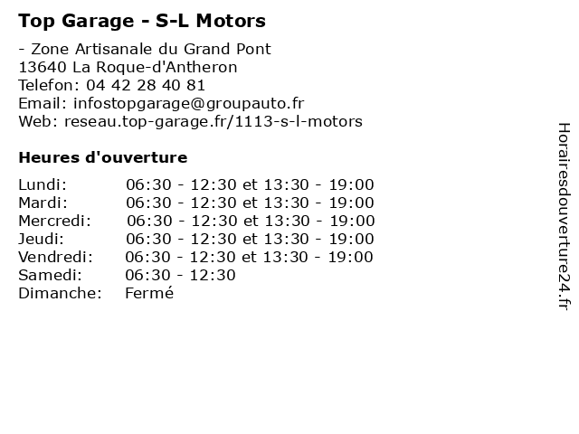 Top Garage - S-L Motors à La Roque-d'Antheron: adresse et heures d'ouverture