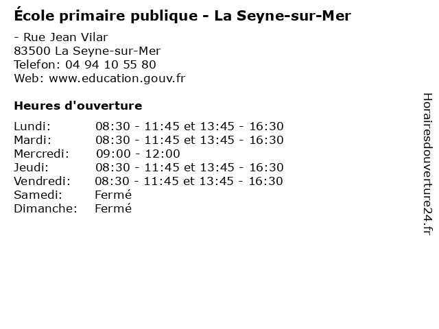École primaire publique - La Seyne-sur-Mer à La Seyne-sur-Mer: adresse et heures d'ouverture