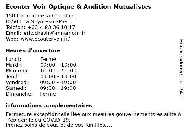 Ecouter Voir Optique & Audition Mutualistes à La Seyne-sur-Mer: adresse et heures d'ouverture