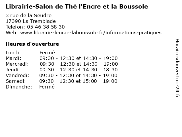 Librairie-Salon de Thé l'Encre et la Boussole à La Tremblade: adresse et heures d'ouverture