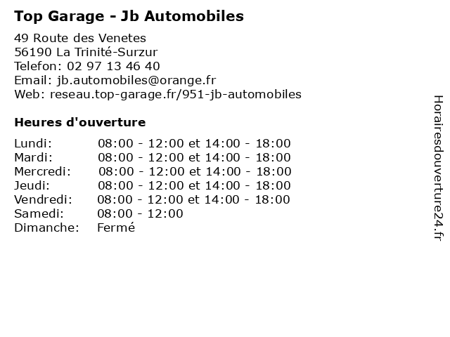 Top Garage - Jb Automobiles à La Trinité-Surzur: adresse et heures d'ouverture