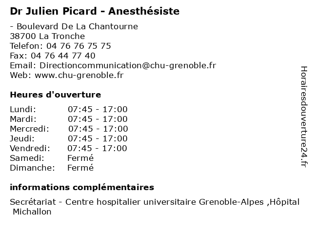 Dr Julien Picard - Anesthésiste à La Tronche: adresse et heures d'ouverture