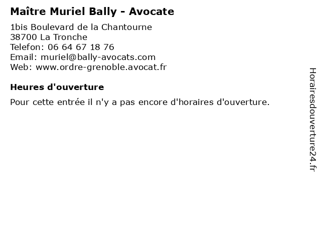 Maître Muriel Bally - Avocate à La Tronche: adresse et heures d'ouverture