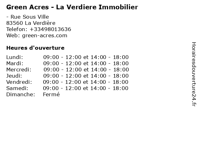 Green Acres - La Verdiere Immobilier à La Verdière: adresse et heures d'ouverture