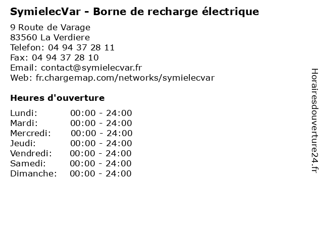 SymielecVar - Borne de recharge électrique à La Verdiere: adresse et heures d'ouverture