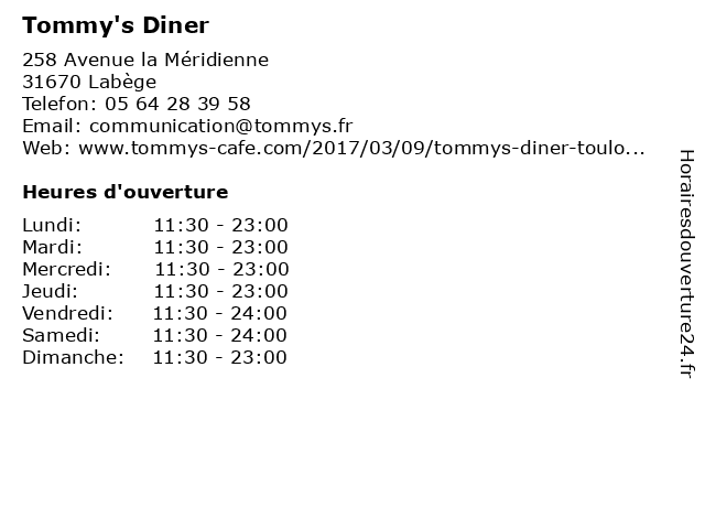Tommy's Diner à Labège: adresse et heures d'ouverture