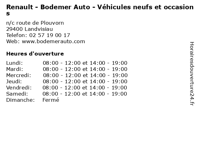 Renault - Bodemer Auto - Véhicules neufs et occasions à Landvisiau: adresse et heures d'ouverture