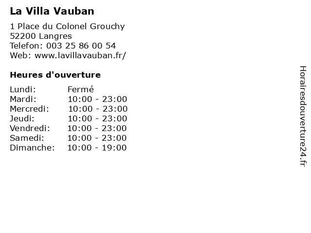 La Villa Vauban à Langres: adresse et heures d'ouverture