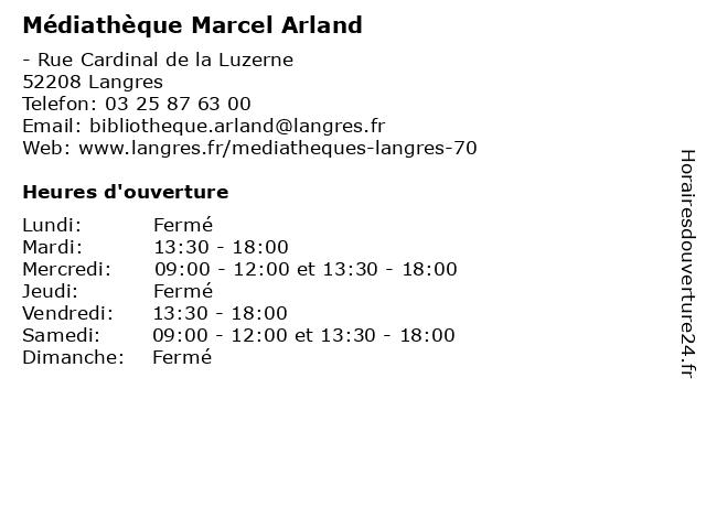 Médiathèque Marcel Arland à Langres: adresse et heures d'ouverture
