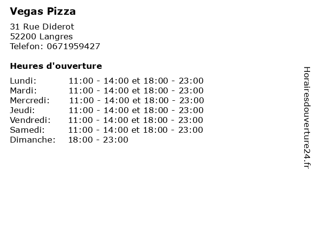 Vegas Pizza à Langres: adresse et heures d'ouverture