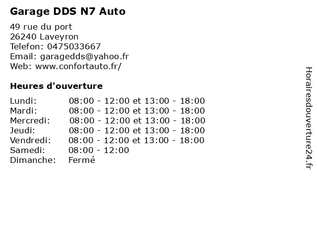 Garage DDS N7 Auto à Laveyron: adresse et heures d'ouverture