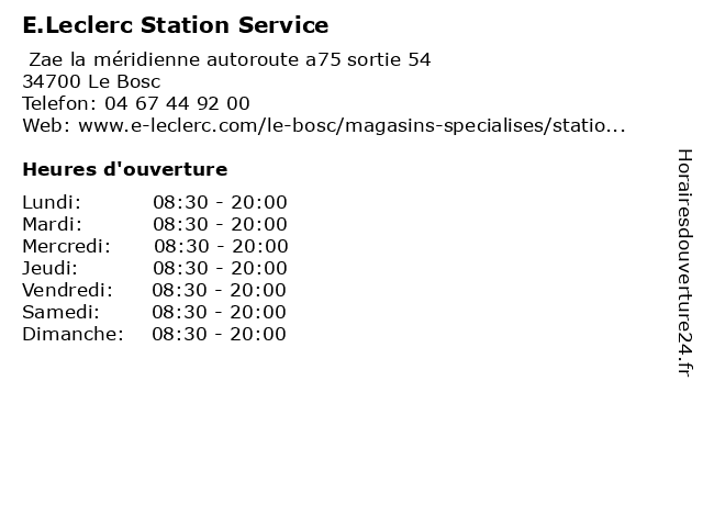 E.Leclerc Station Service à Le Bosc: adresse et heures d'ouverture
