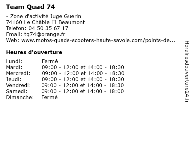 Team Quad 74 à Le Châble – Beaumont: adresse et heures d'ouverture