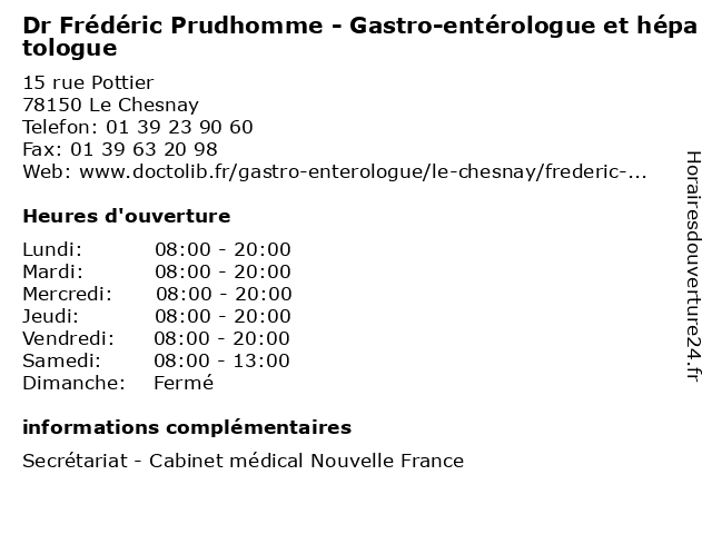 Dr Frédéric Prudhomme - Gastro-entérologue et hépatologue à Le Chesnay: adresse et heures d'ouverture