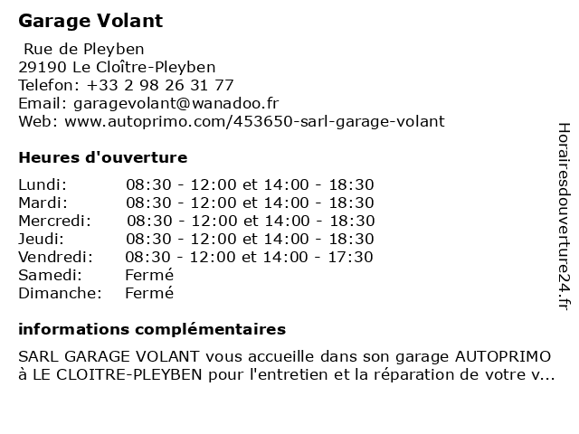 Autoprimo - Garage Volant à Le Cloître-Pleyben: adresse et heures d'ouverture