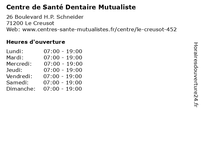 Centre de Santé Dentaire Mutualiste à Le Creusot: adresse et heures d'ouverture