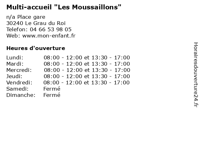 Multi-accueil "Les Moussaillons" à Le Grau du Roi: adresse et heures d'ouverture
