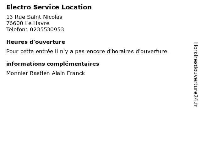 Electro Service Location à Le Havre: adresse et heures d'ouverture
