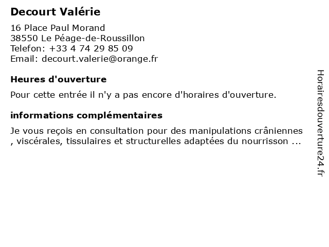 Valérie Decourt - Ostéopathe à Le Péage-de-Roussillon: adresse et heures d'ouverture