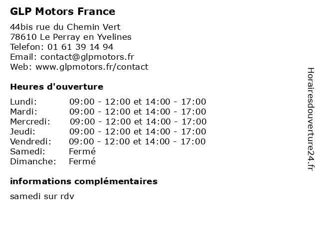 GLP Motors France à Le Perray en Yvelines: adresse et heures d'ouverture