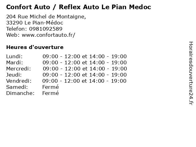 Confort Auto / Reflex Auto Le Pian Medoc à Le Pian-Médoc: adresse et heures d'ouverture
