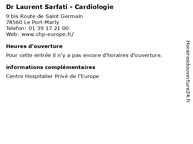 Dr Laurent Sarfati - Cardiologie à Le Port-Marly: adresse et heures d'ouverture