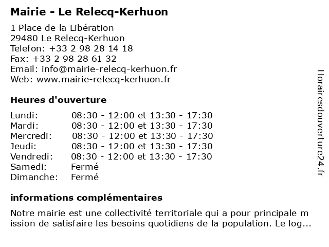 Mairie du Relecq-Kerhuon à Le Relecq-Kerhuon: adresse et heures d'ouverture