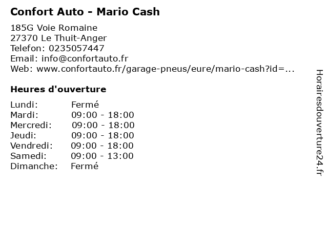 Confort Auto - Mario Cash à Le Thuit-Anger: adresse et heures d'ouverture