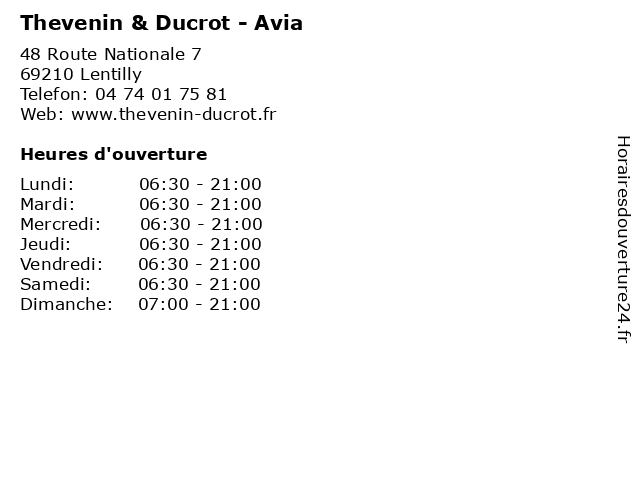 Thevenin & Ducrot - Avia à Lentilly: adresse et heures d'ouverture