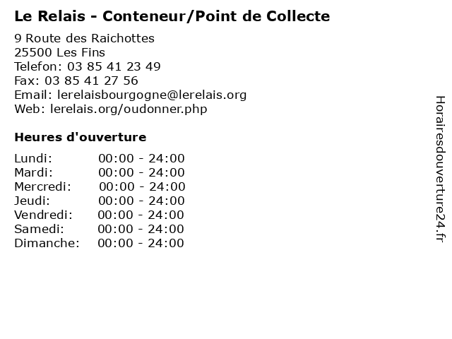 Le Relais - Conteneur/Point de Collecte à Les Fins: adresse et heures d'ouverture