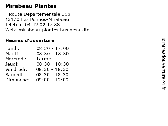 Mirabeau Plantes à Les Pennes-Mirabeau: adresse et heures d'ouverture
