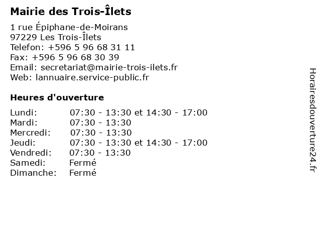 Mairie des Trois-Îlets à Les Trois-Îlets: adresse et heures d'ouverture