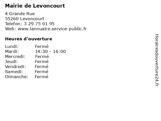 Mairie de Levoncourt à Levoncourt: adresse et heures d'ouverture