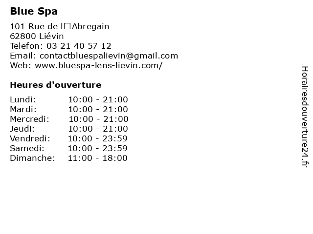 Blue Spa à Liévin: adresse et heures d'ouverture