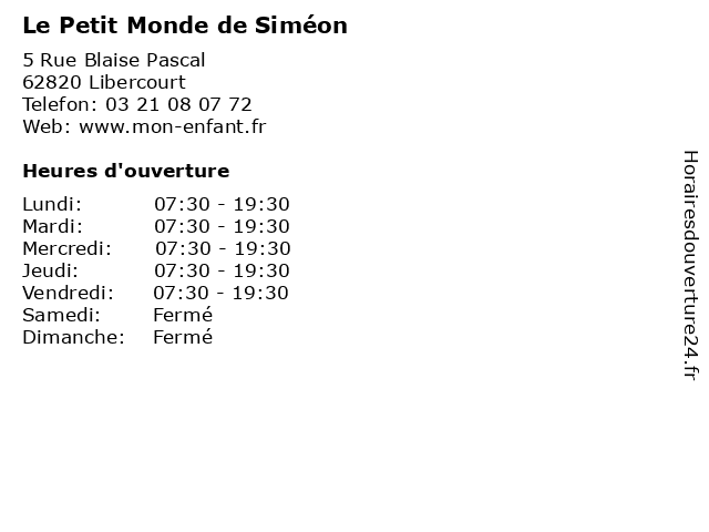 Le Petit Monde de Siméon à Libercourt: adresse et heures d'ouverture