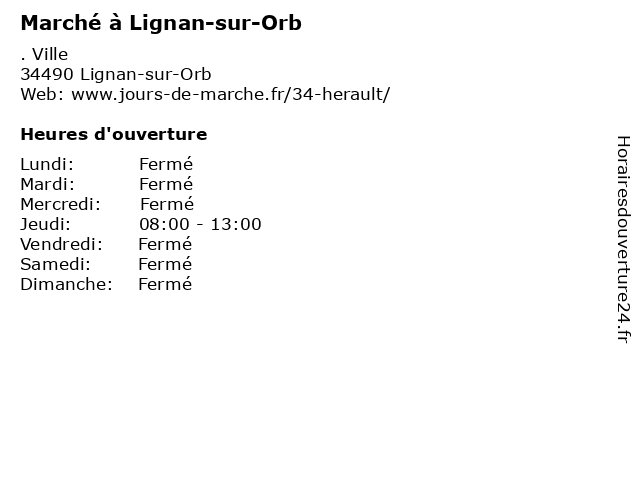 Marché à Lignan-sur-Orb à Lignan-sur-Orb: adresse et heures d'ouverture