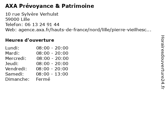 AXA Prévoyance & Patrimoine à Lille: adresse et heures d'ouverture