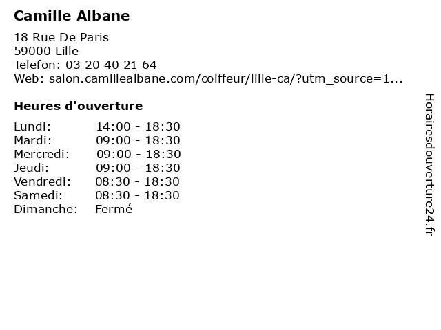 Camille Albane à Lille: adresse et heures d'ouverture