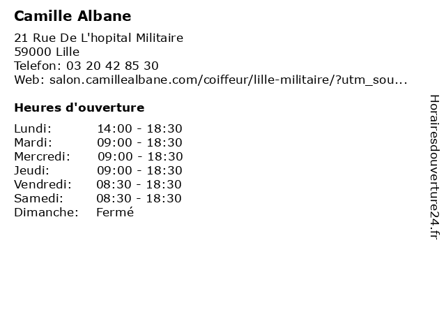 Camille Albane à Lille: adresse et heures d'ouverture