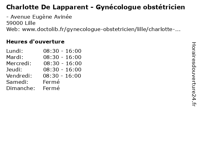 Charlotte De Lapparent - Gynécologue obstétricien à Lille: adresse et heures d'ouverture
