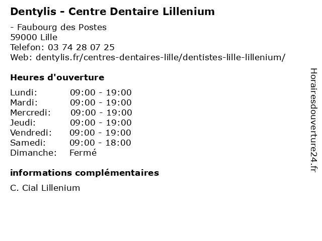 Dentylis - Centre Dentaire Lillenium à Lille: adresse et heures d'ouverture