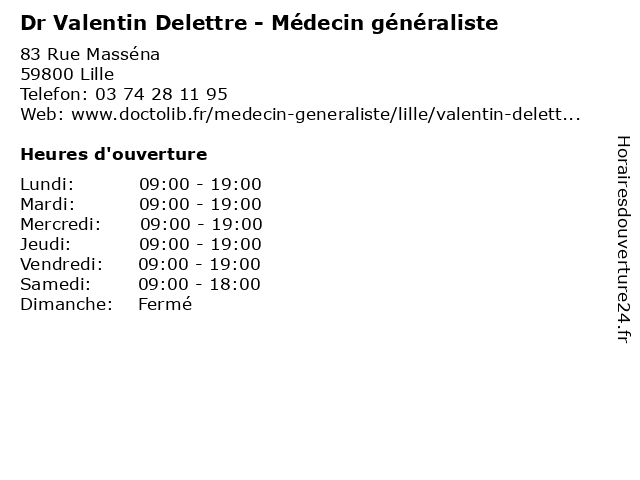 Dr Valentin Delettre - Médecin généraliste à Lille: adresse et heures d'ouverture