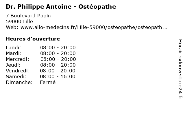 Dr. Philippe Antoine - Ostéopathe à Lille: adresse et heures d'ouverture