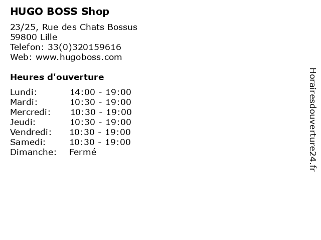 HUGO BOSS Shop à Lille: adresse et heures d'ouverture