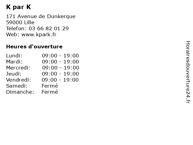 K par K à Lille: adresse et heures d'ouverture
