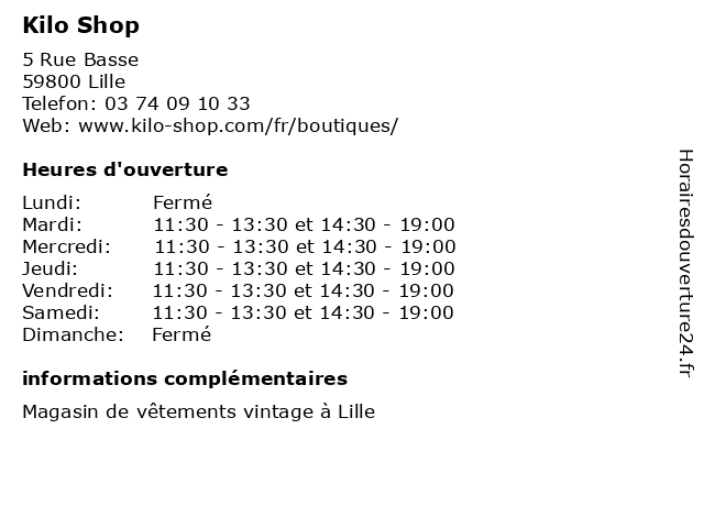 Kilo Shop à Lille: adresse et heures d'ouverture